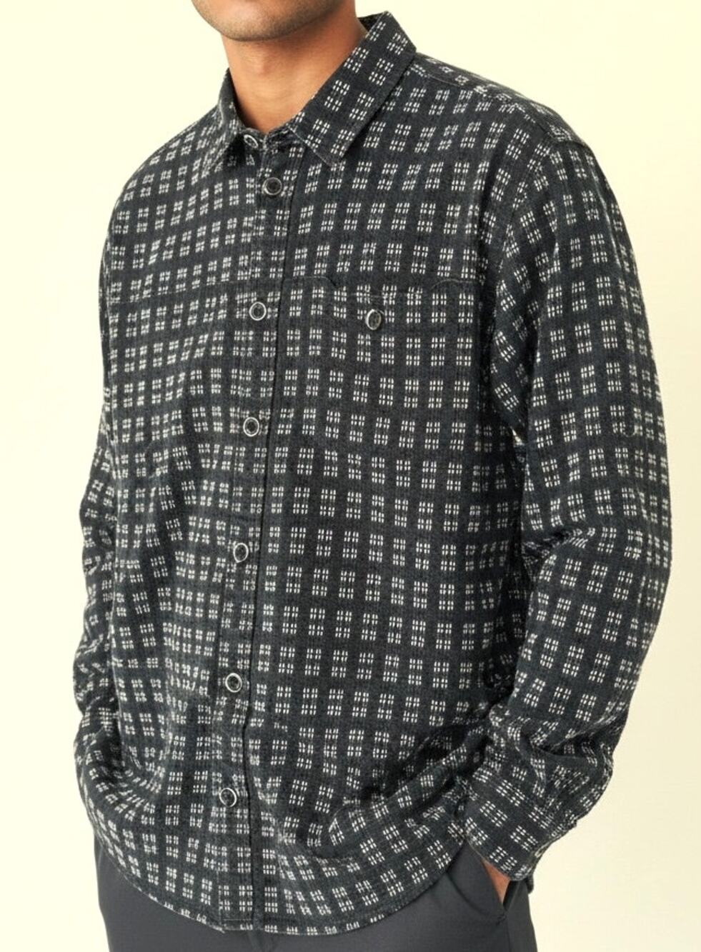 anerkjendt thoughts of denmark Men's Button Down Black White Plaid LS Shirt Sz S